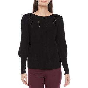 Liz Claiborne XL Black Women's Boat Neck Long Sleeve Pullover Sweater NWT